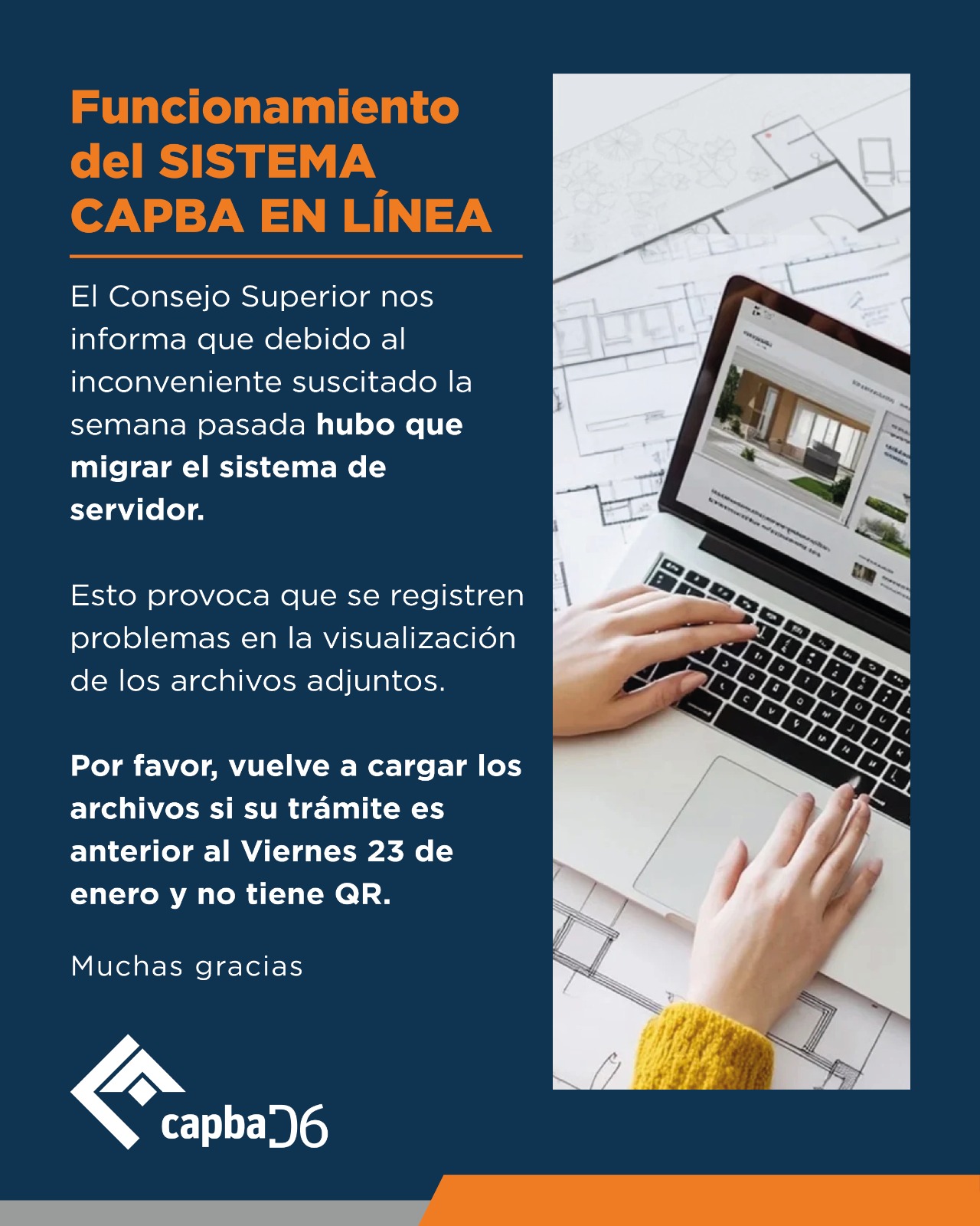 IMPORTANTE: Funcionamiento del sistema CAPBA EN LÍNEA
