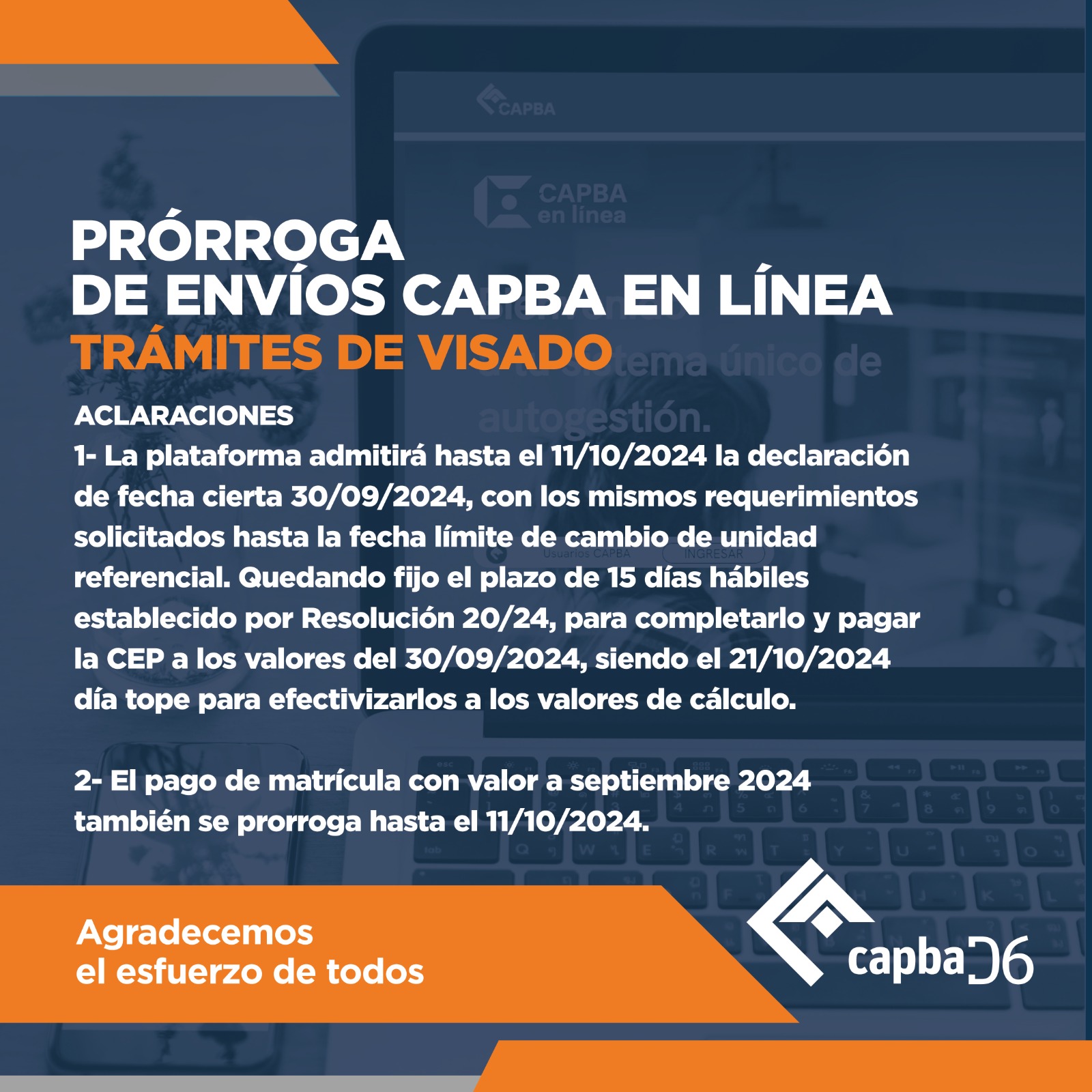 Prórroga de envíos Capba en línea