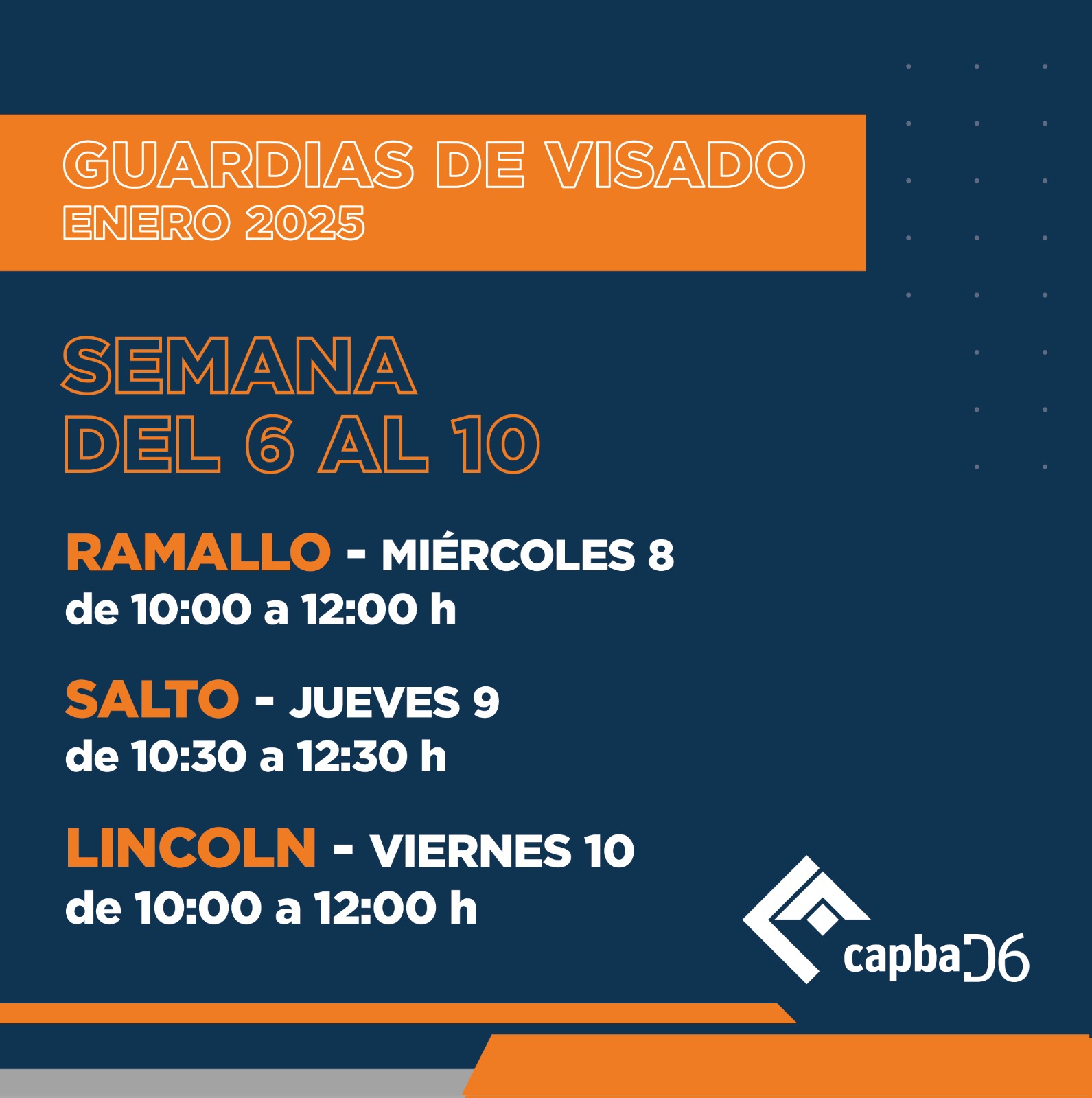Guardias de visado – Semana del 6 al 10 de enero de 2025