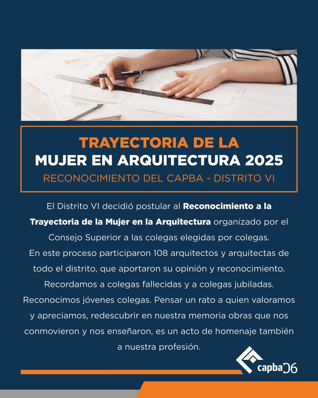 𝗧𝗿𝗮𝘆𝗲𝗰𝘁𝗼𝗿𝗶𝗮 𝗱𝗲 𝗹𝗮 𝗠𝘂𝗷𝗲𝗿 𝗲𝗻 𝗔𝗿𝗾𝘂𝗶𝘁𝗲𝗰𝘁𝘂𝗿𝗮 𝟮𝟬𝟮𝟱 – 𝗥𝗲𝗰𝗼𝗻𝗼𝗰𝗶𝗺𝗶𝗲𝗻𝘁𝗼 𝗱𝗲𝗹 𝗖𝗔𝗣𝗕𝗔 – 𝗗𝗜𝗦𝗧𝗥𝗜𝗧𝗢 𝗩𝗜