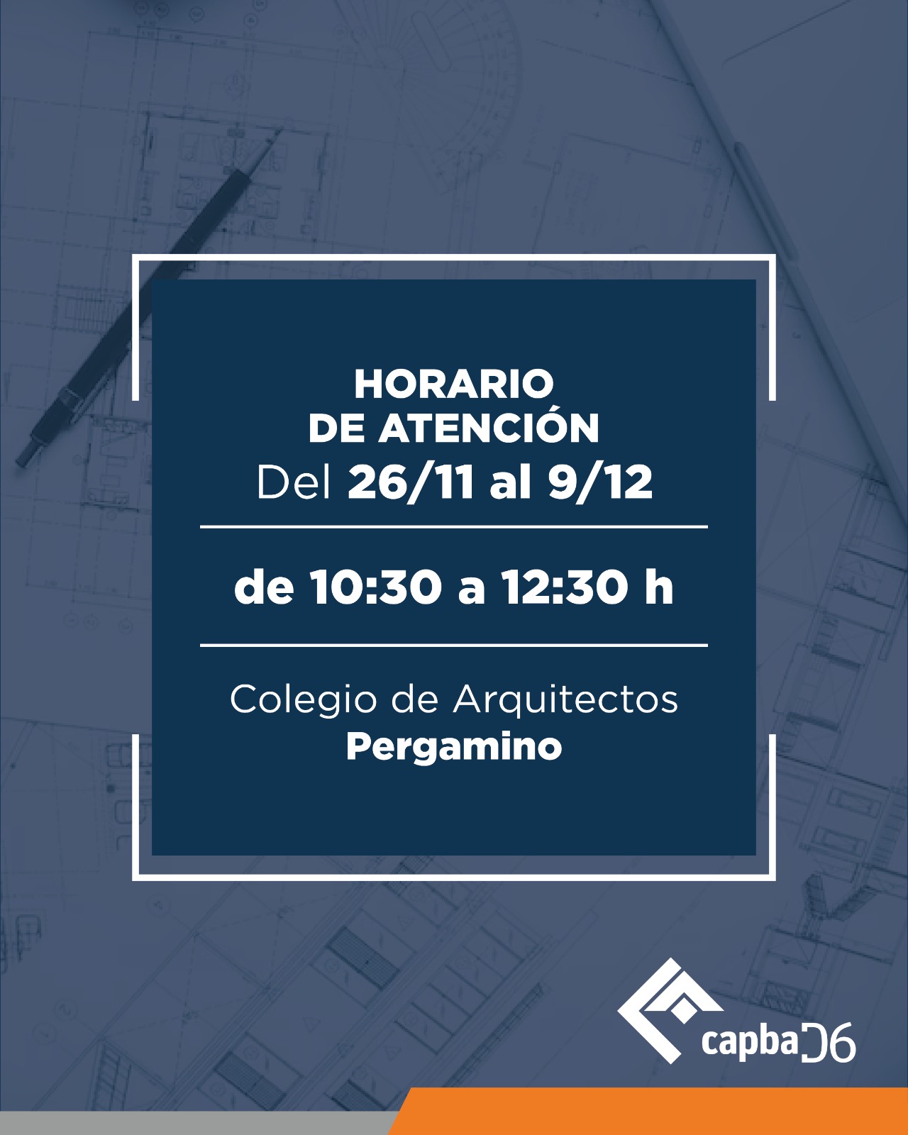 Horarios de atención del 26/11 al 9/12
