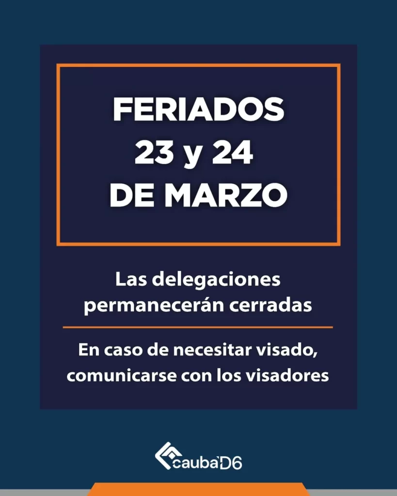 Feriados 23 y 24 de marzo