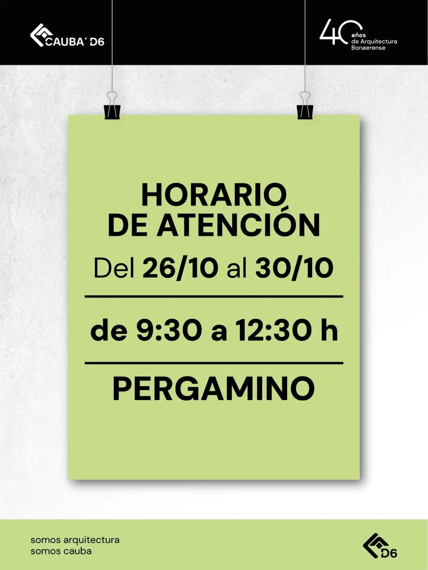 Pergamino: Horarios de atención del 26 al 30/10
