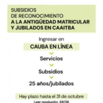 Subsidios de reconocimiento a la antigüedad matricular y jubilados en CAAITBA