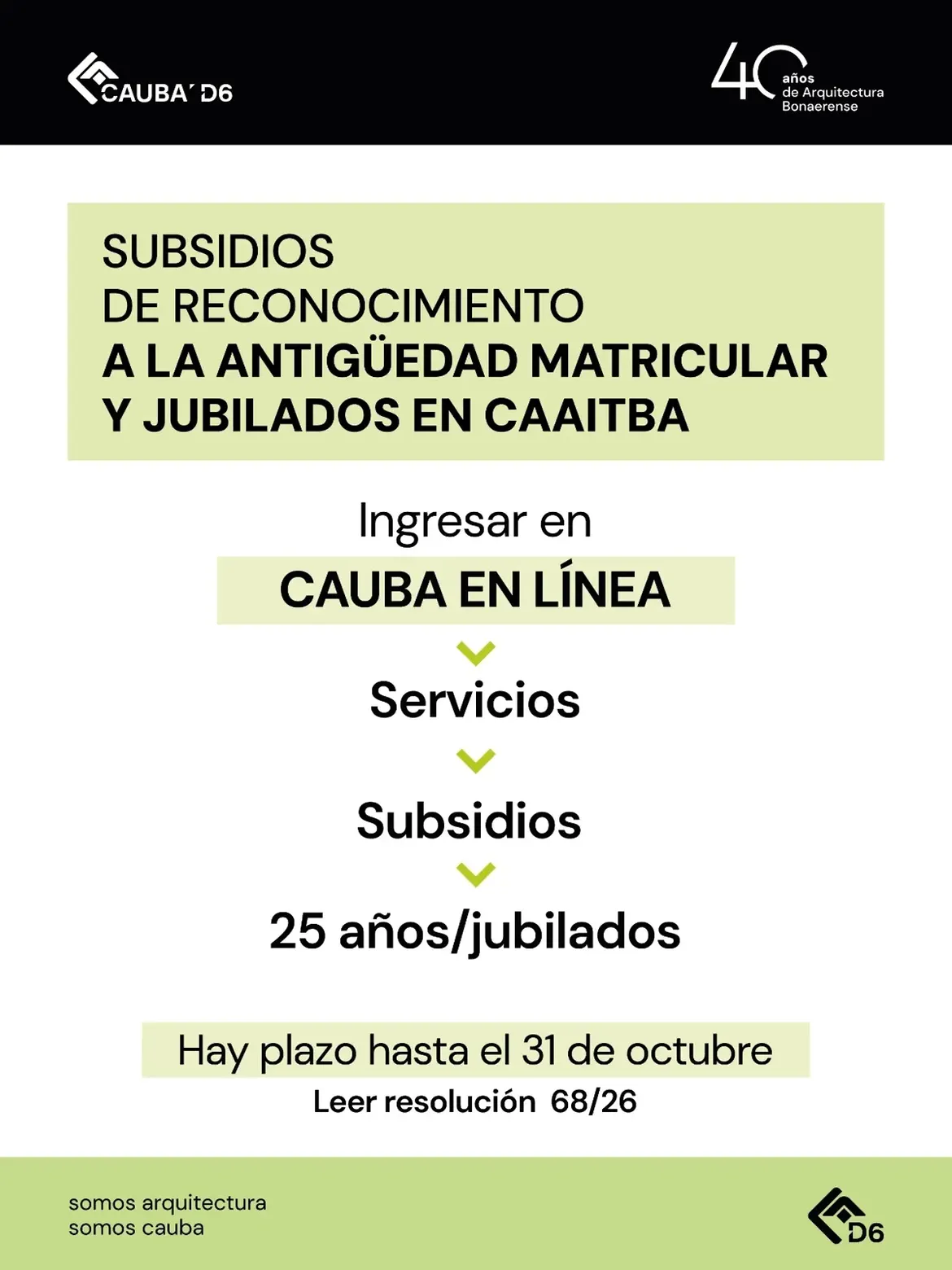 Subsidios de reconocimiento a la antigüedad matricular y jubilados en CAAITBA